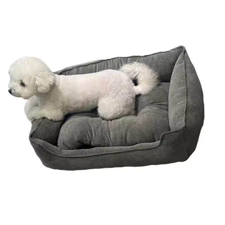 U-Pets Dog Bed Washable Corduroy Fabric Comfy Rectangle Dog Bed