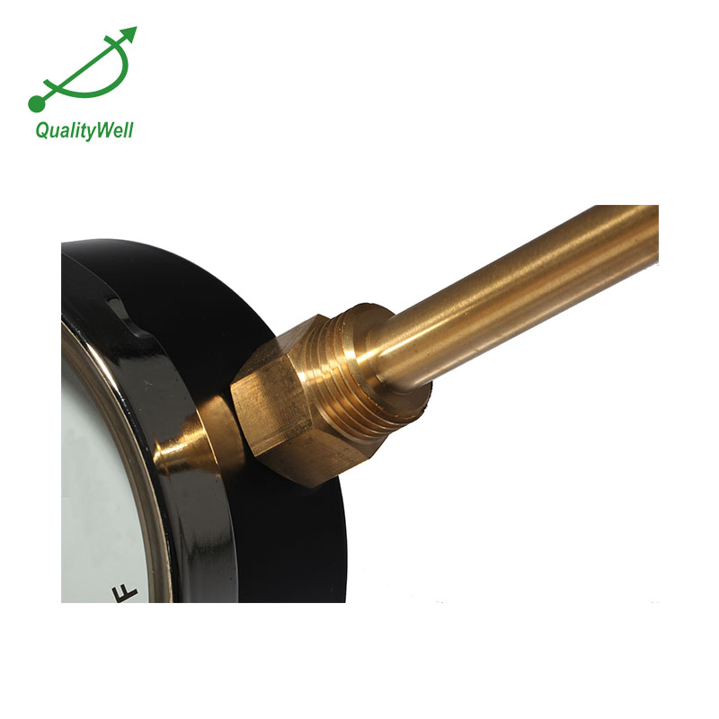 Bottom Type Black Steel Case Bi-Metal Hot Water Thermometer with Thermowell