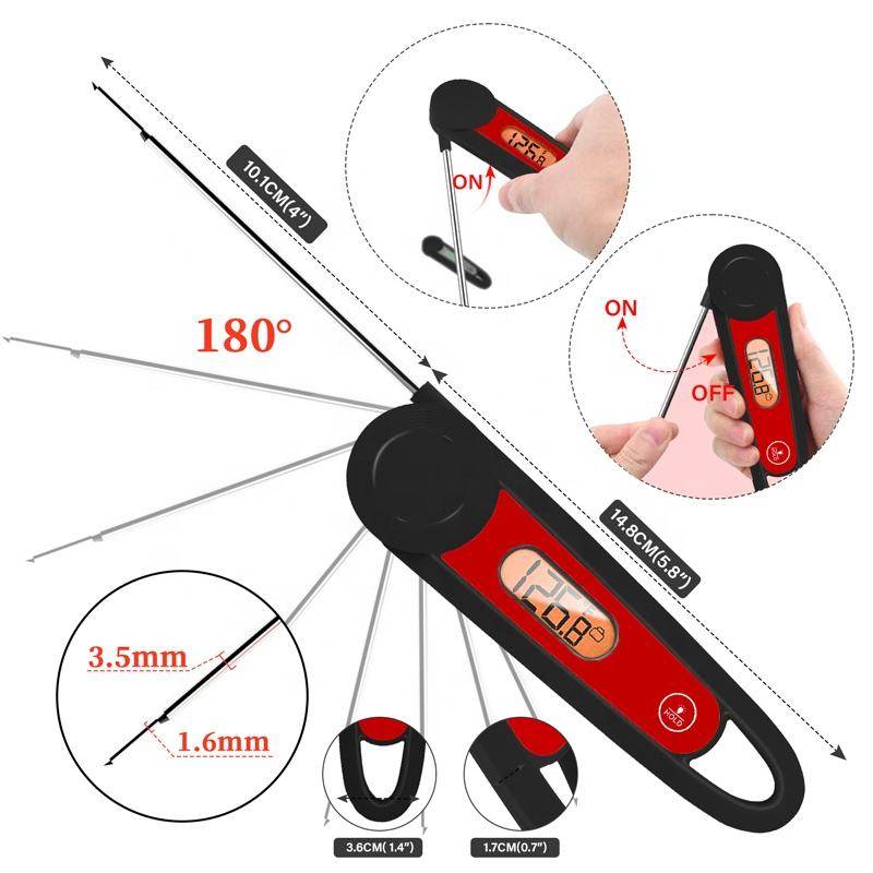 New Arrival Waterproof LCD Backlight Foldable Probe Digital Meat Thermometer with Magnet