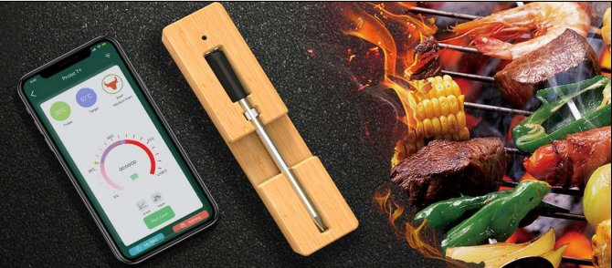 Wireless Bluetooth Meat Thermometer 165FT Wireless Range BBQ Thermometer Outdoor Thermometer for Perfect BBQ Grilling
