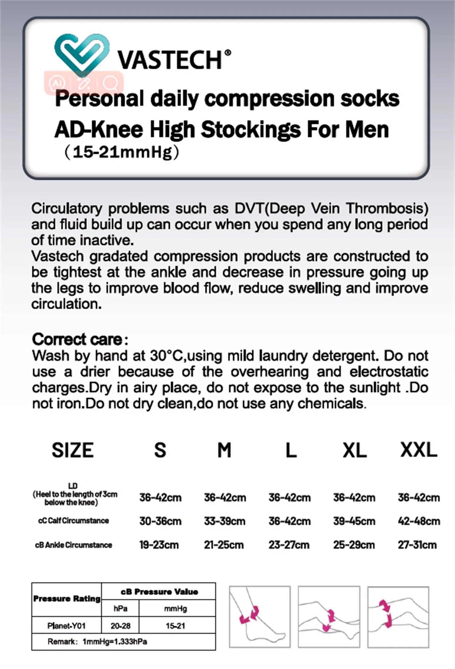 Personal 15-21mmhg Daily Knee High Tight Leggings Sock Compression Stockings for Men