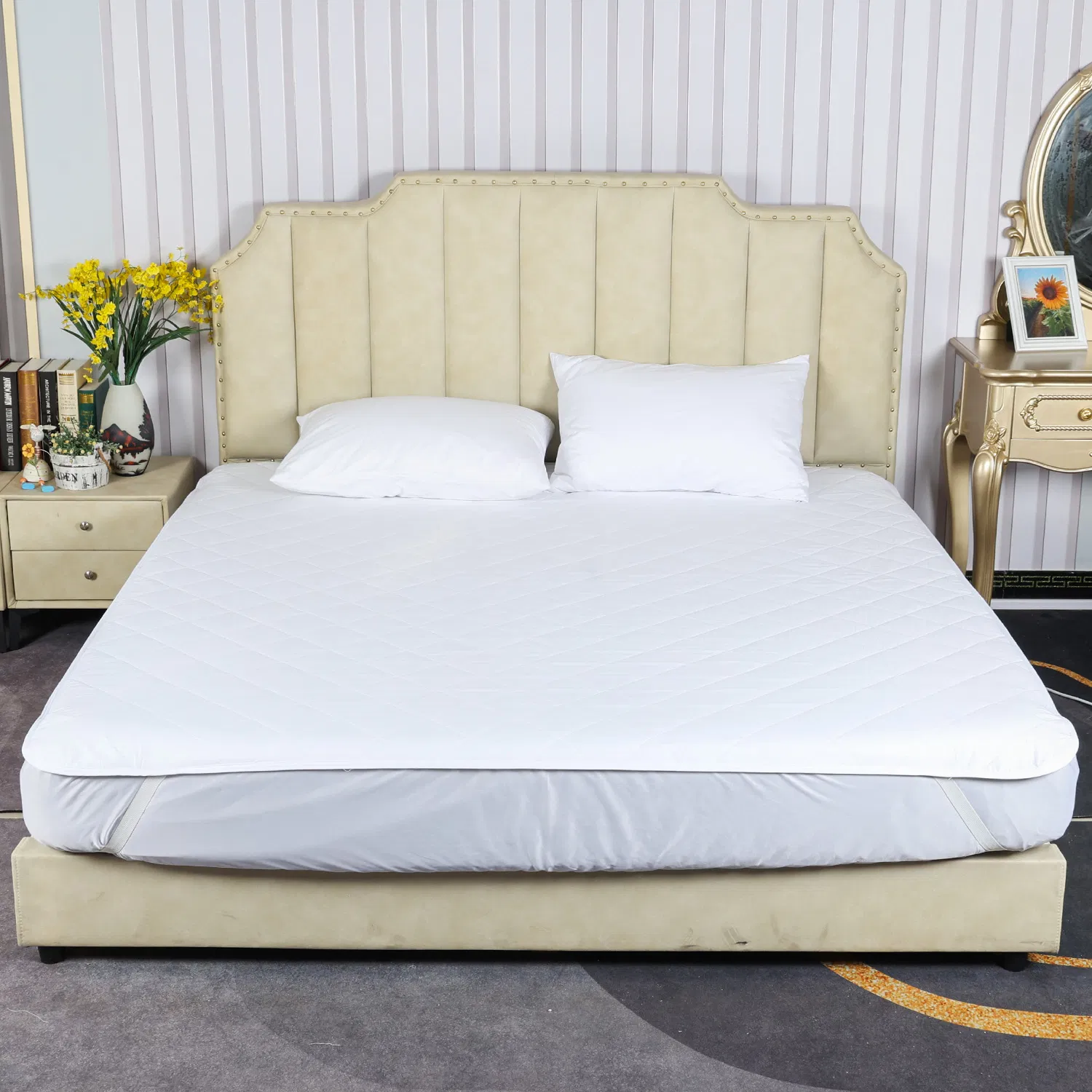 Waterproof Mattress Topper - Breathable Noiseless Bed Pad Stays - Stains, Fluids, Dust Mites, Allergens, Bacteria Proof