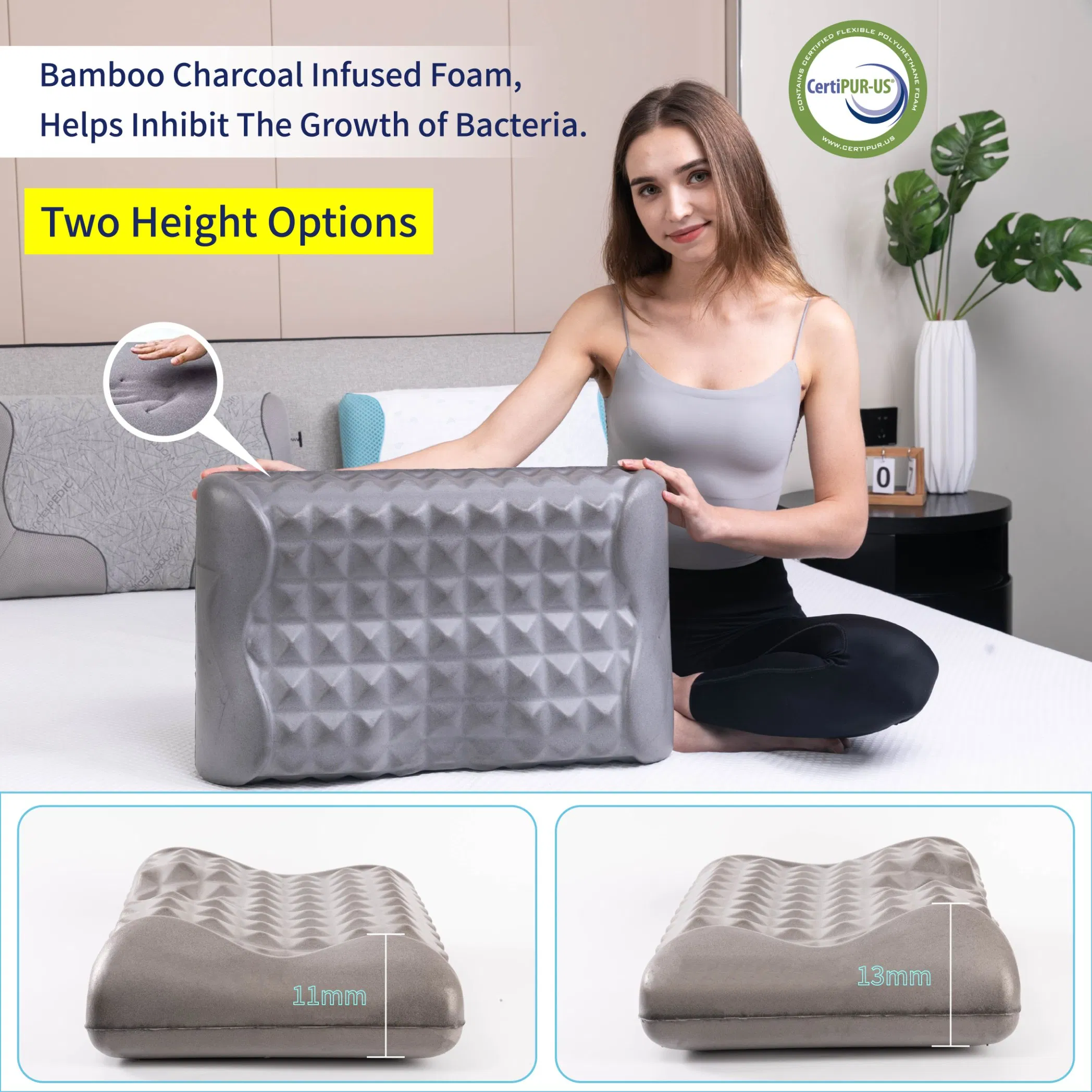 Factory Direct Sales Cervical Memory Foam Bed Pillow with Washable Cooling Cover