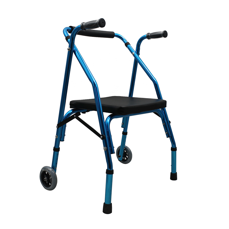 Aluminum 4-Wheel Folding Rollator Elderly Walking Aid Equipment Disability Aids for Rehabilitation Center Use