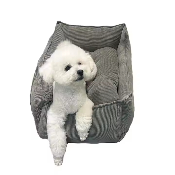 U-Pets Dog Bed Washable Corduroy Fabric Comfy Rectangle Dog Bed