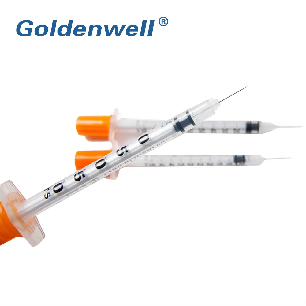 Disposable Medical Sterile Colored Insulin Syringe with Orange Cap CE ISO Approved