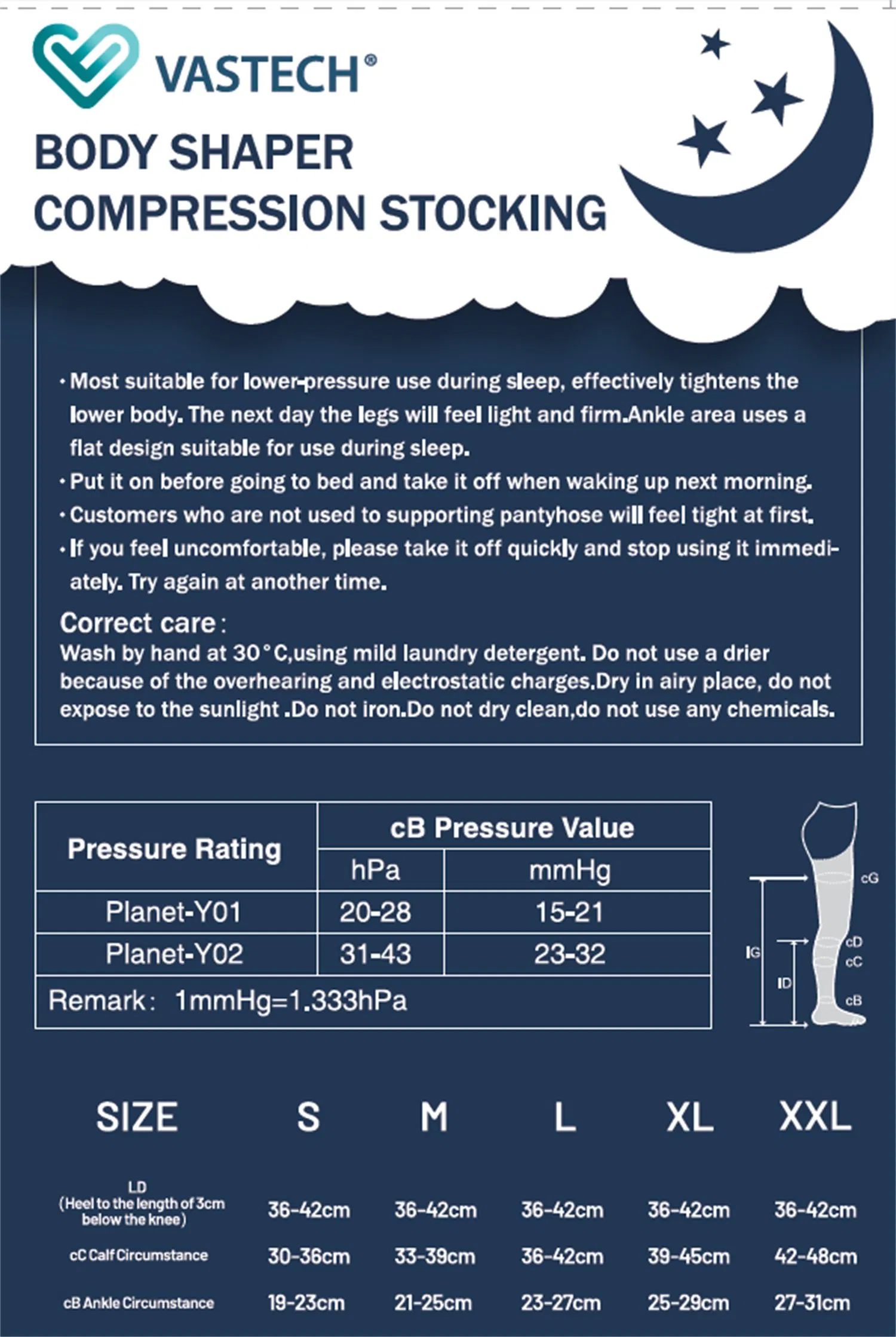 High Elastic 13-18mmhg Graduated Support Varicose Compression Socks Stocking