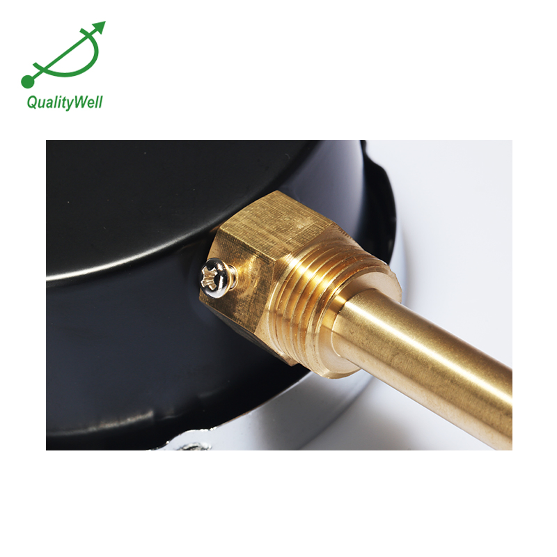 Bottom Type Black Steel Case Bi-Metal Hot Water Thermometer with Thermowell