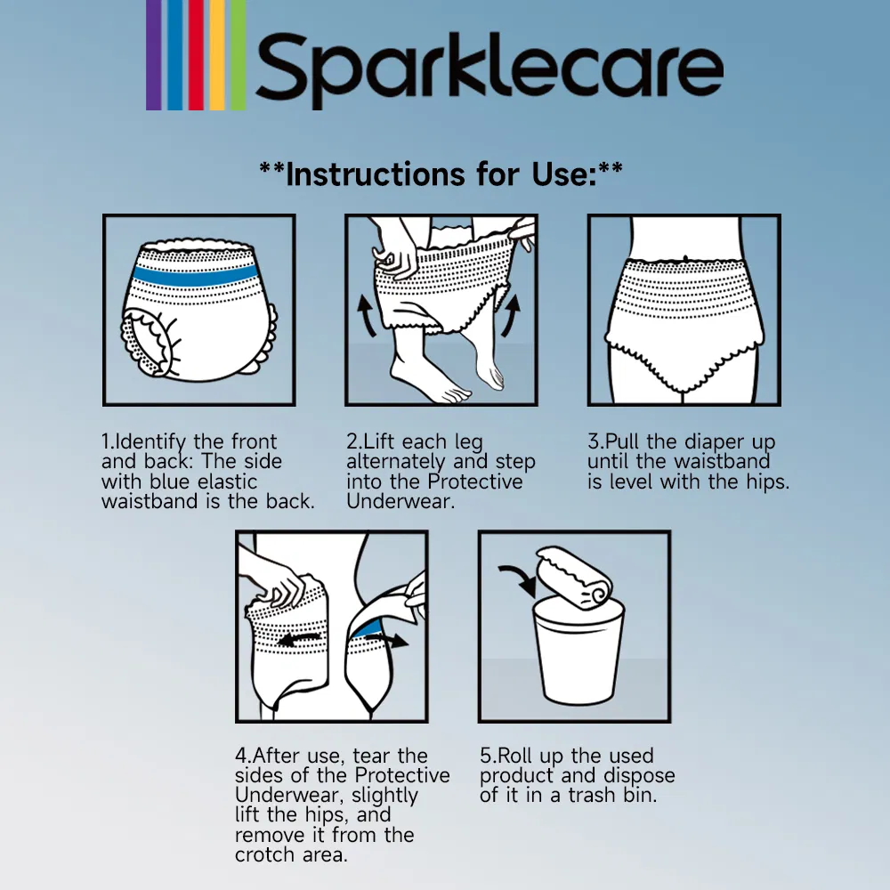 Sparklecare Customized Disposable Home Adult Diaper L-XL Size Super Absorption &amp; Ultra-Thin Pull up Pant for Incontinent Adults