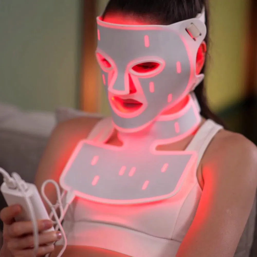 510K Medical Grade Near Infrared Silicone Face Neck Mask LED Facial Mask for Home Skin Beauty, ODM OEM Blue Red Light Therapy Mask Wholesale