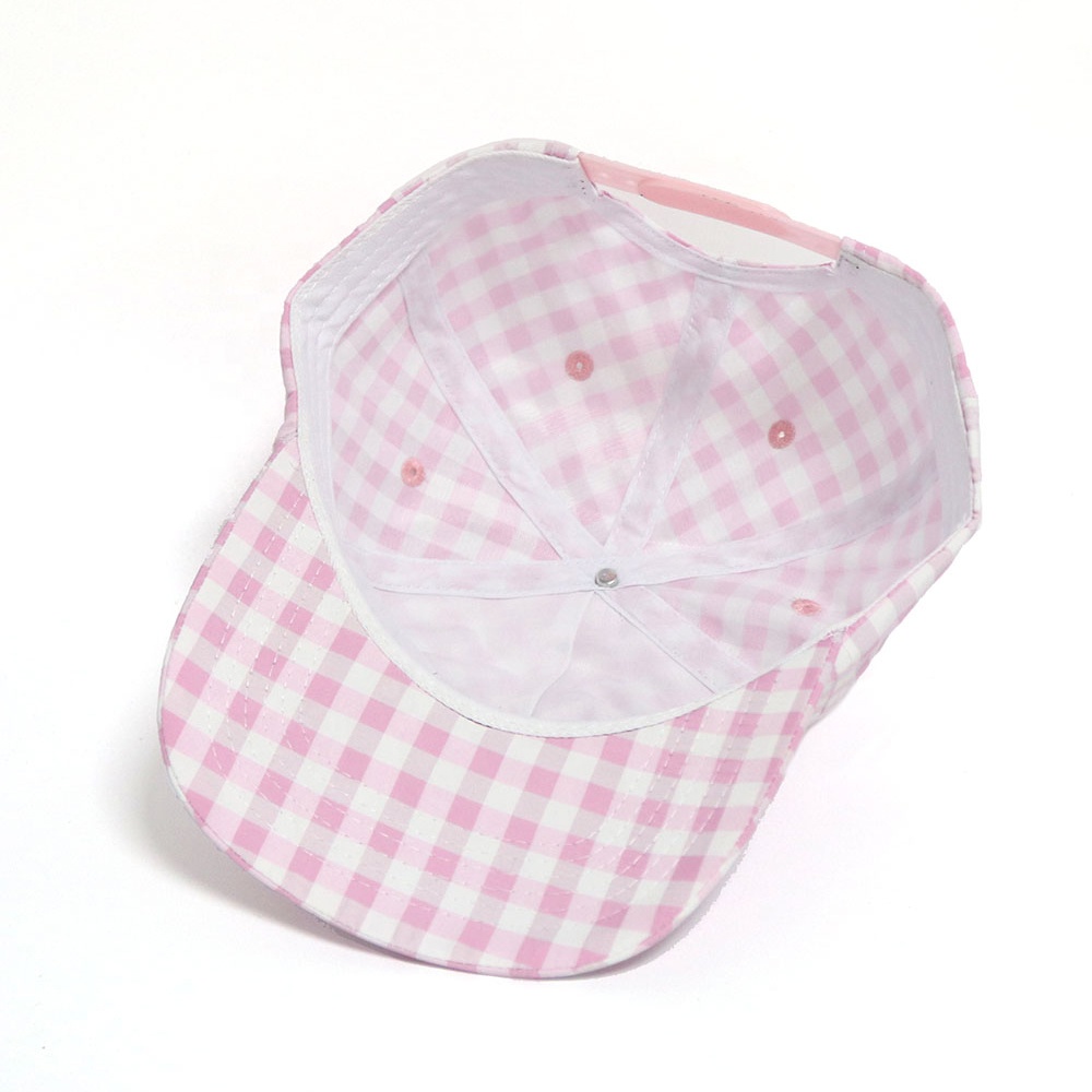 New Design Cotton Custom 3D Embroidered Logo Plaid Ideal For Summer Outings Casual Fashion Unstructured Women's Dad Hats Caps