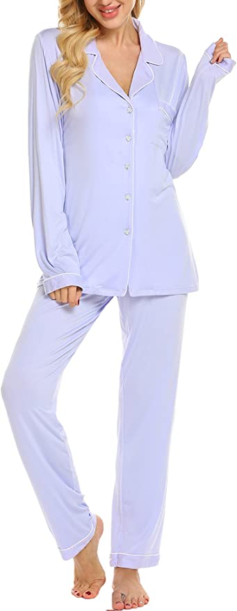 Women's Nightgowns Loungewear Bamboo Viscose Women's Pajamas Set Long Sleeve Sleepwear