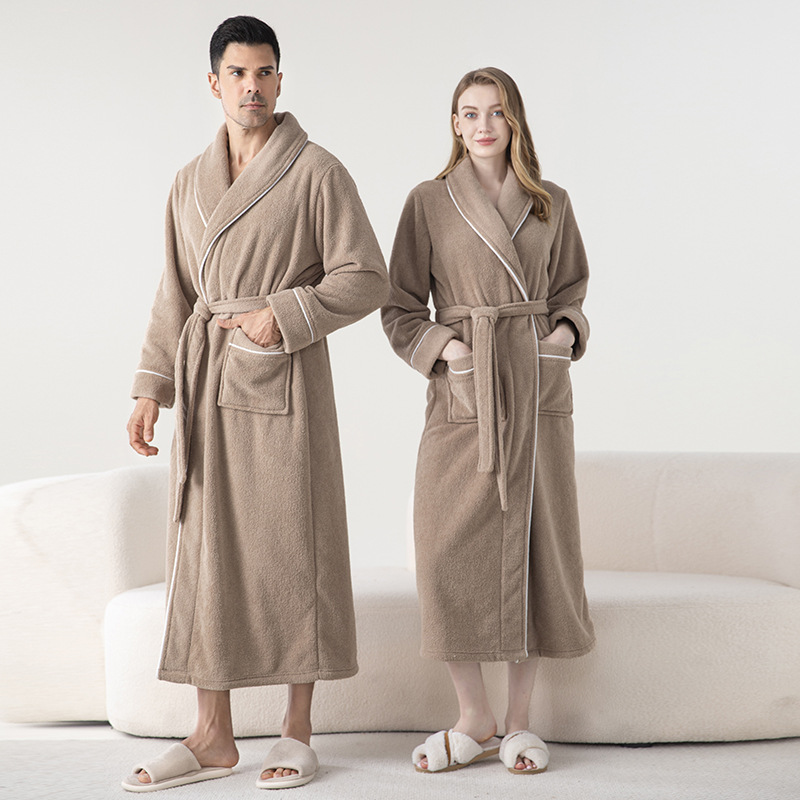 Women's Men's Couple's Nightgown Bathrobe European-American Style Ant-velvet Knee Length Turn-down Collar Collar Thermal