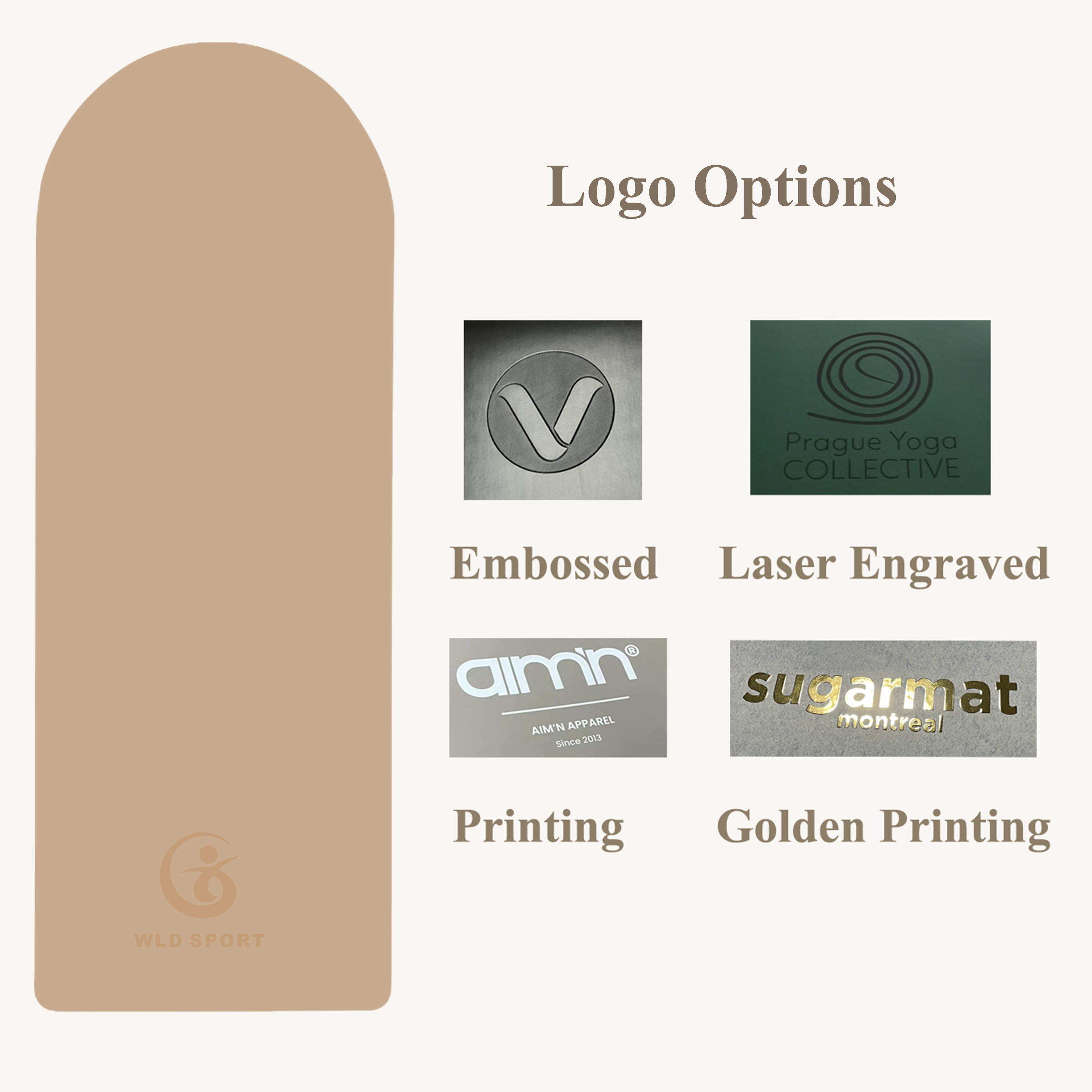 Personalised Eco Friendly Non-Slip Custom Logo Oval Arch Shape PU Natural Rubber Cream Beige Private Label Yoga Mat Set