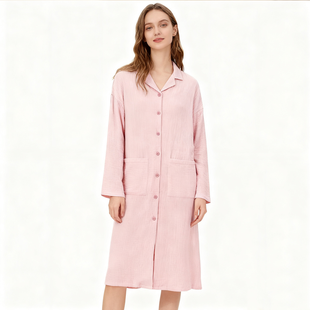 Wholesale Skin-Friendly 100% Cotton Women's Nightgown High Quality Loose-Fitting Soft Sleepwear