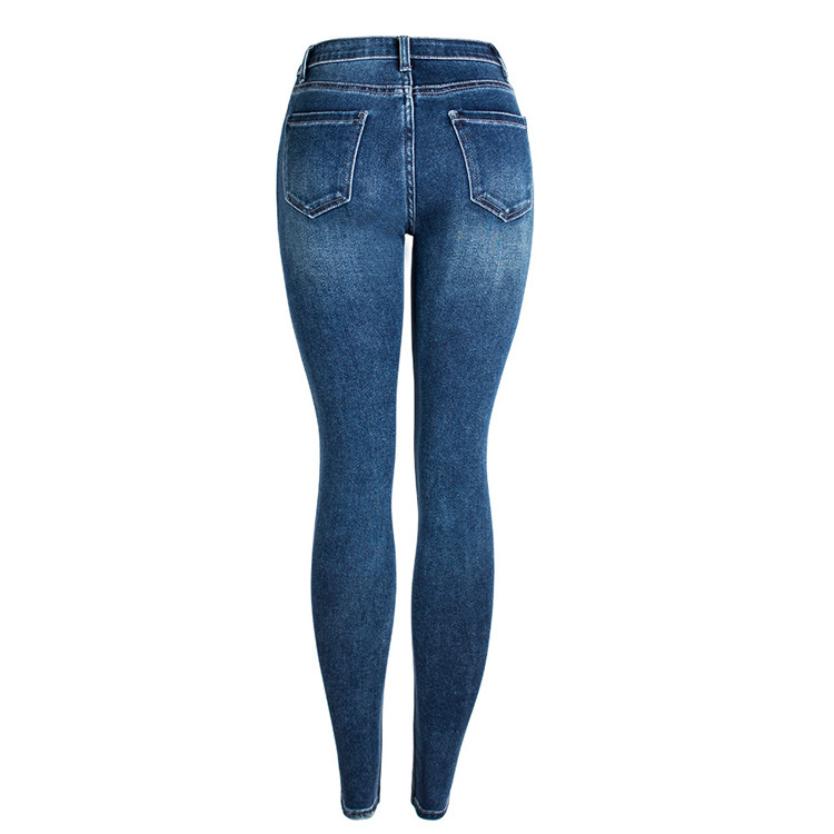 Custom Fashion Medium Waist Skinny Denim Jeans for Women