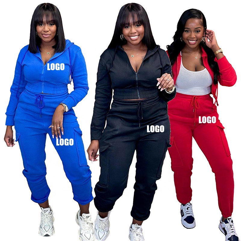 Clothing Women Casual Solid Outfits Custom Long Sleeve Two Piece Sets ClubOutfit Tassel Tech Fleece Tracksuits Women'S Set