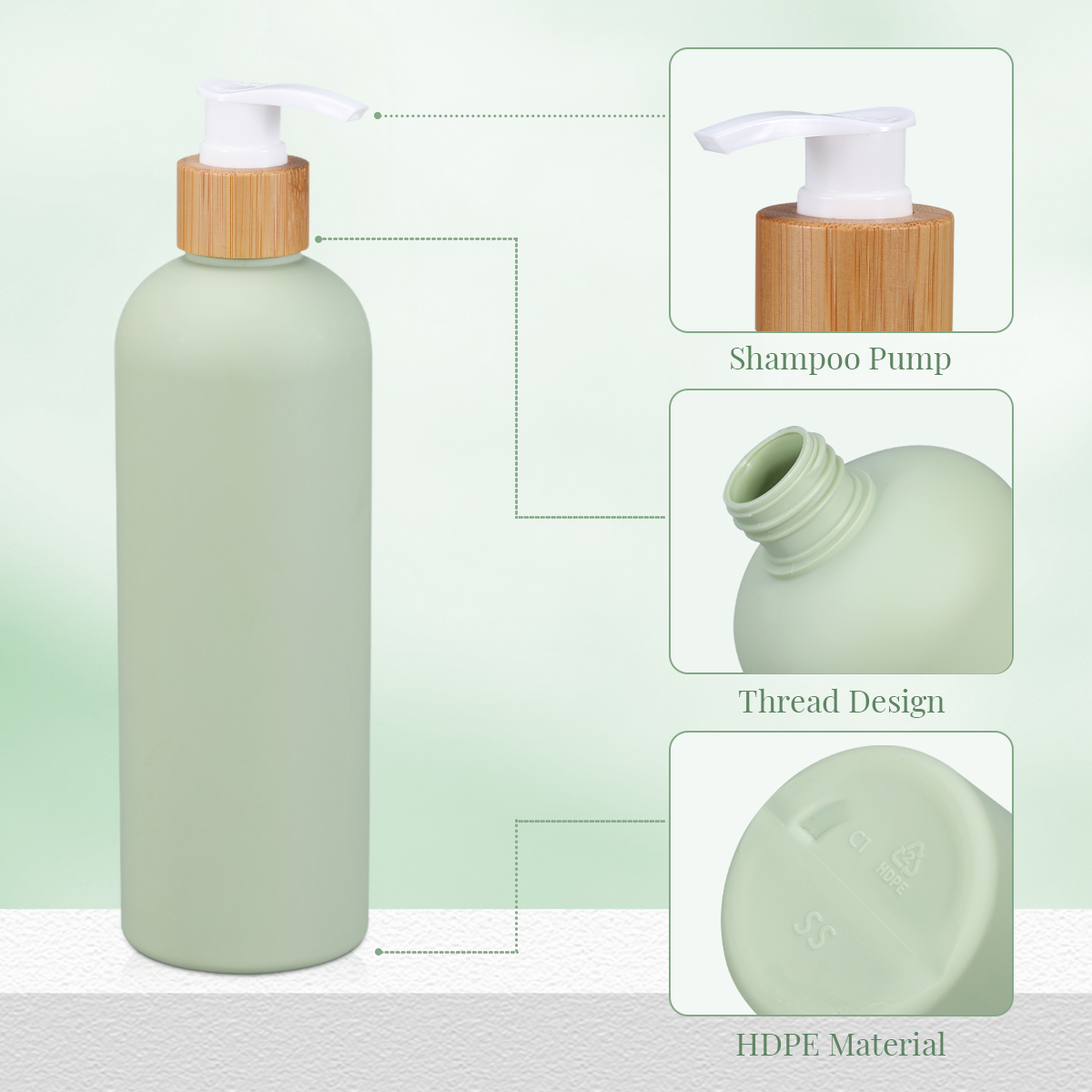 Refillable Luxury Body Lotion Shampoo And Conditioner Bottles Plastic With Bamboo Pump