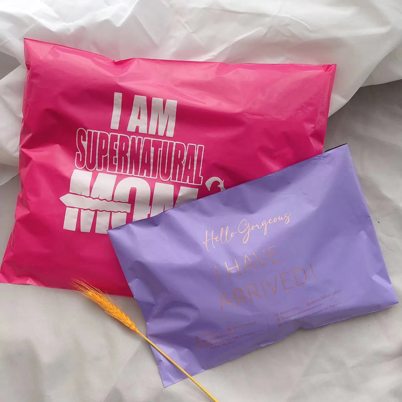 Pink Courier Bags Custom logo Printed Express Recycled Clothes Shipping Poly Mailer Mailing Polymailer Bag