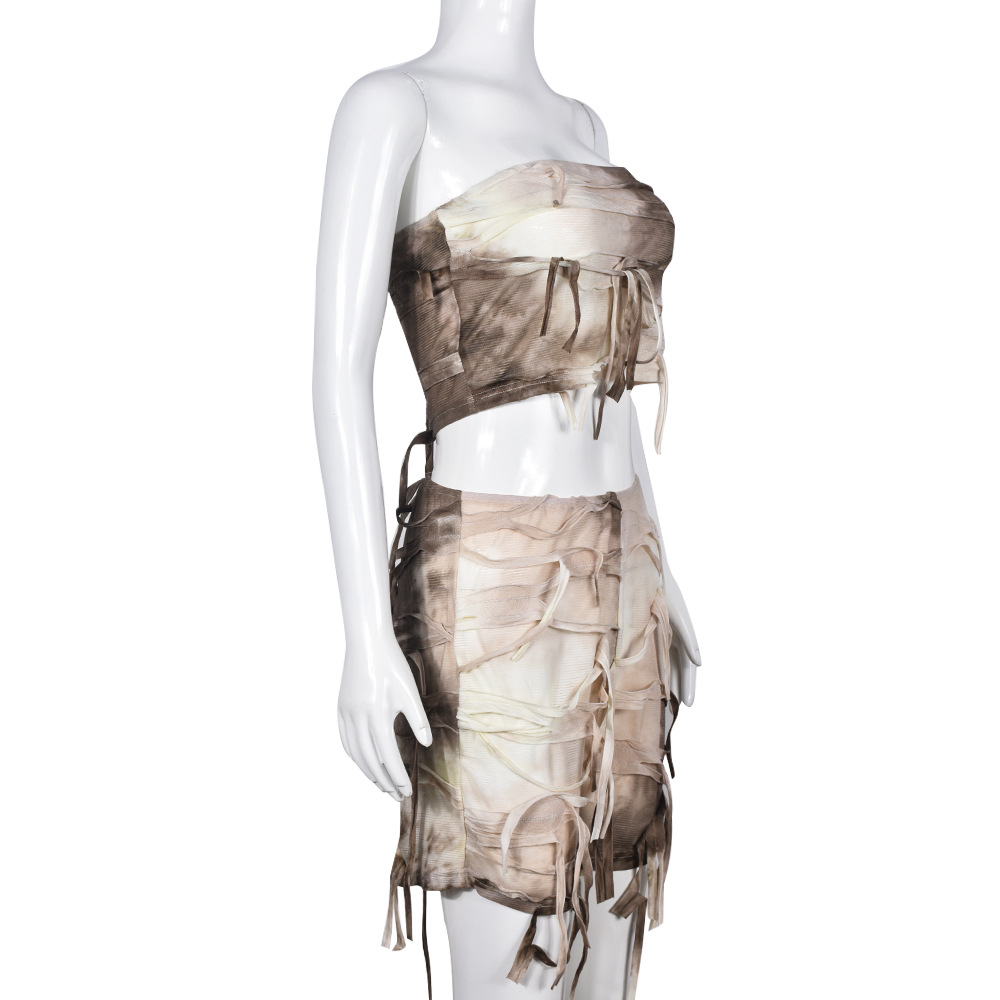 Trendy Women's Slim Fit S Rts Set With Unique Beggar Cloth Wrapped Chest Top