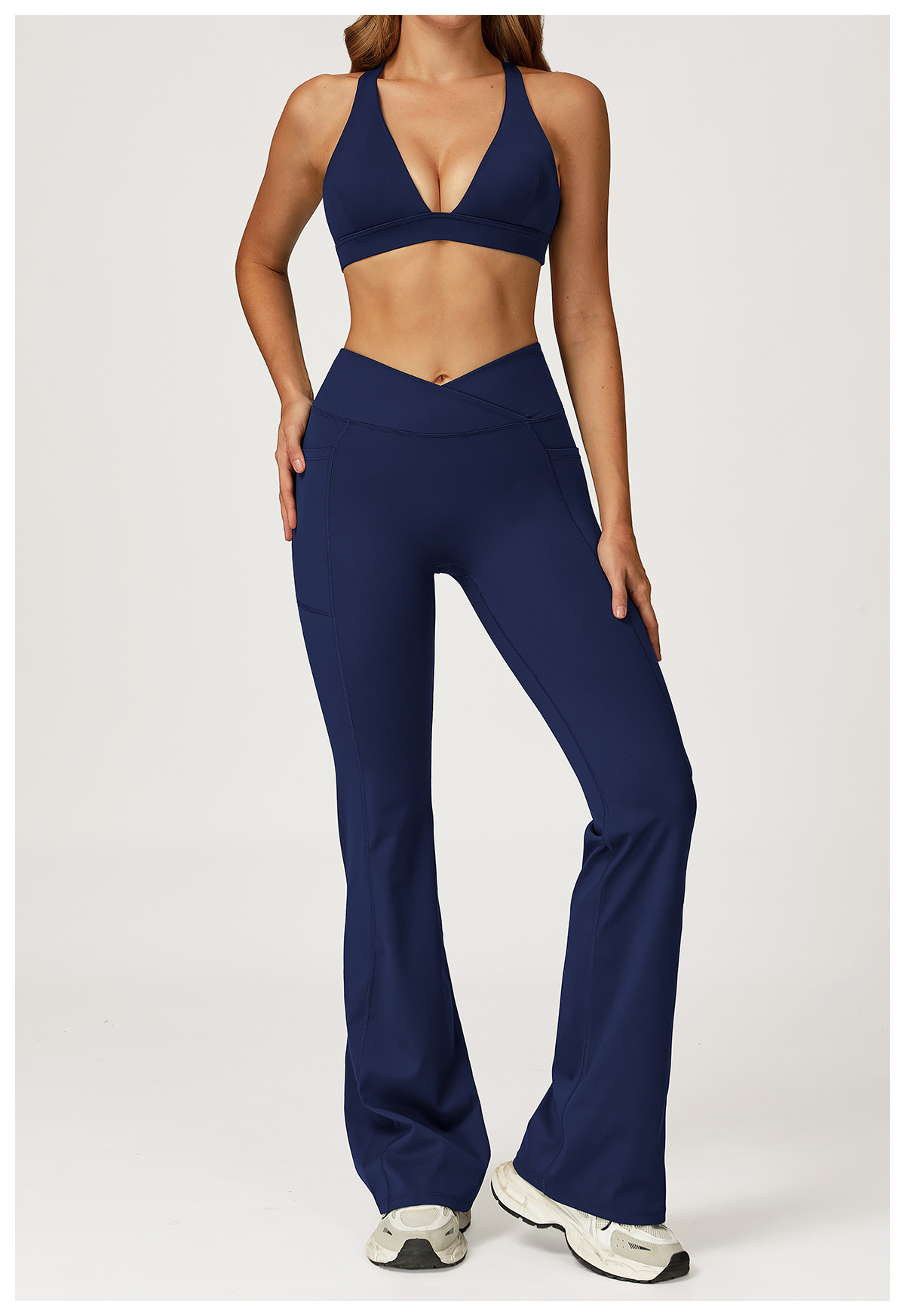Women's Breathable Sports Yoga Set Barely-There Racerback Tight Solid Pattern Outdoor Running Fitness Wear Front Logo