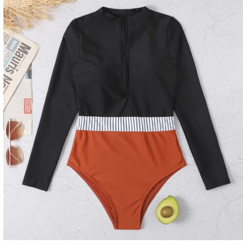 Sport One Piece Swimsuit Surfing Suit Crew Neck Rash Guard One Piece Swimsuit for Women