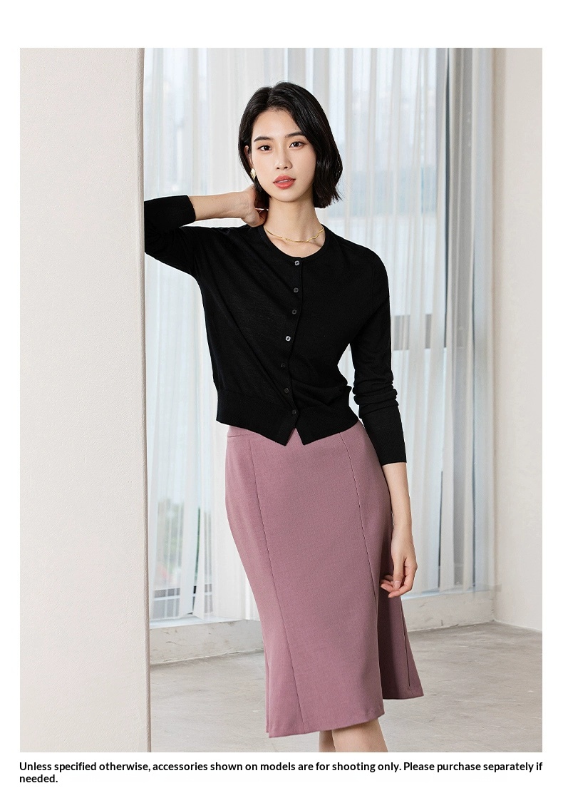 MINZESTYLE Women's Autumn Office Lady Button Skirts Suits Peter Pan Coral Business Suit