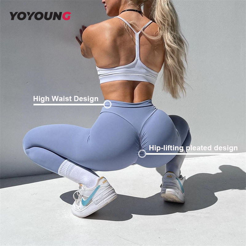 2026 New Custom Women's Scrunched Butt Fitness Leggings High Waist Push up Solid Tummy Control Buttery Soft Activewear