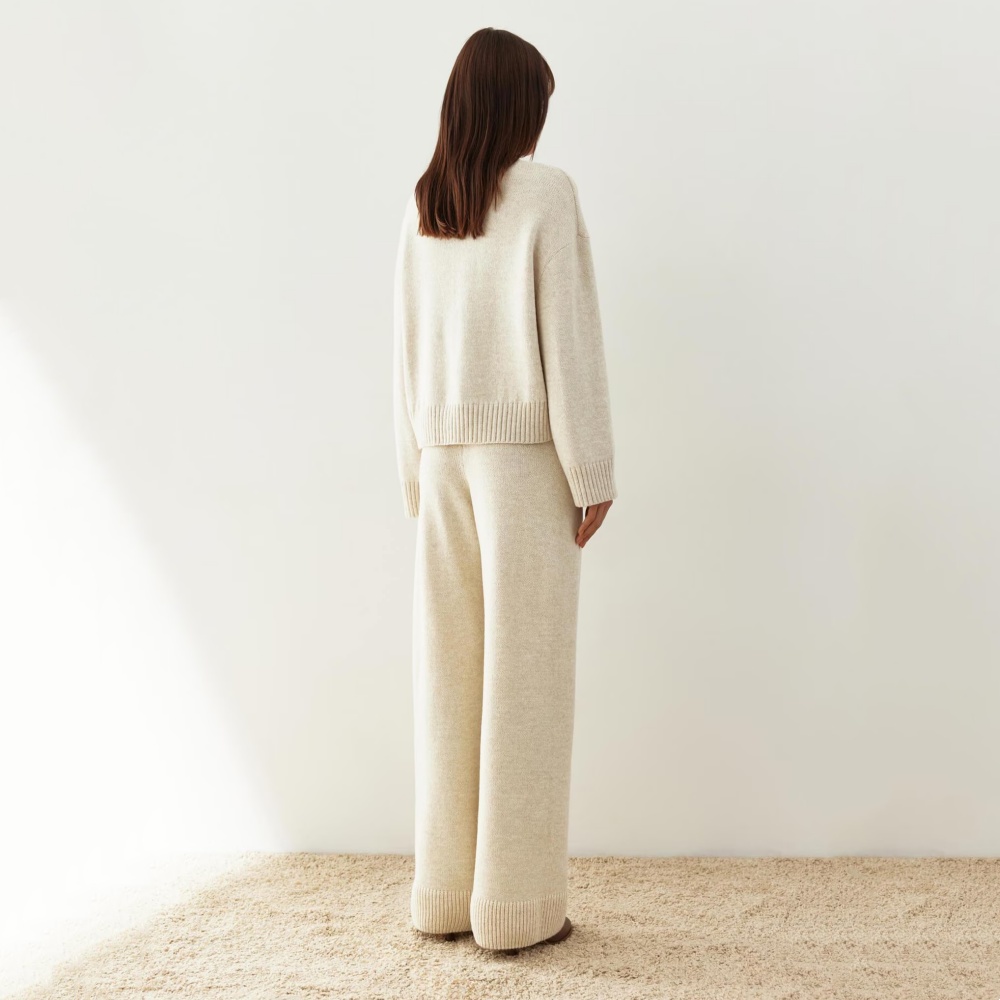 Casual Two-piece Loungewear O-neck Knitted Sweater Suit Two Piece Knitted Set Knitted Set For Women Knitwear Set