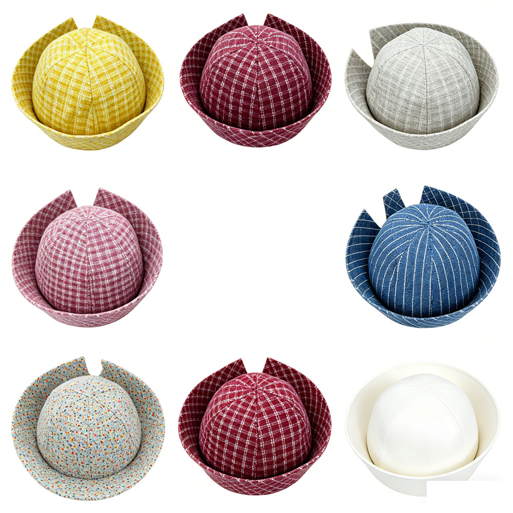 Fashion Womens Elegant Tweed Grid Felt Bowler Hats Winter Cloche Ladies Women Sailor Hats Bucket Hat