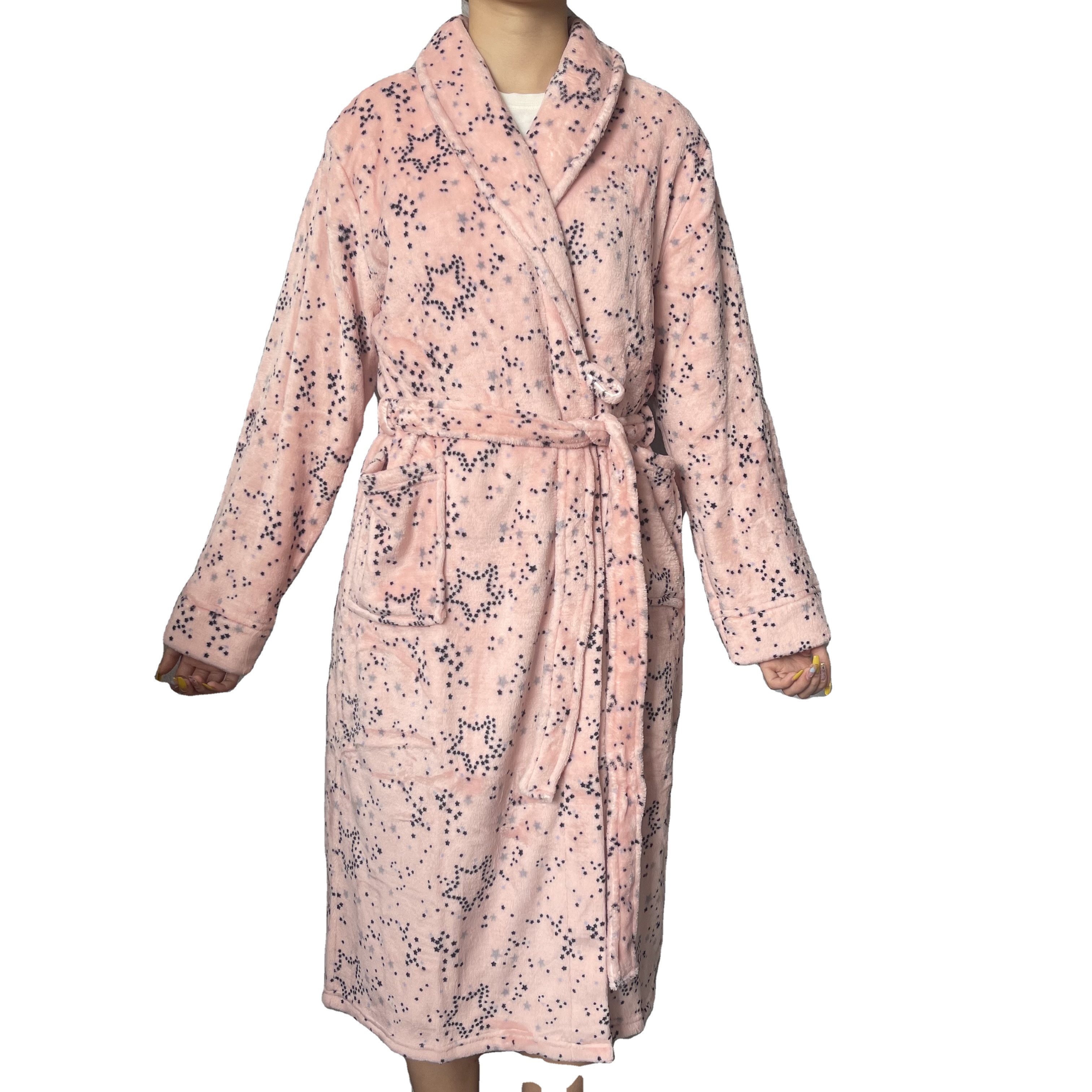 Bathrobe Women 100% Polyester Sleepwear Nighty Pajamas Coral Fleece Sleepwear