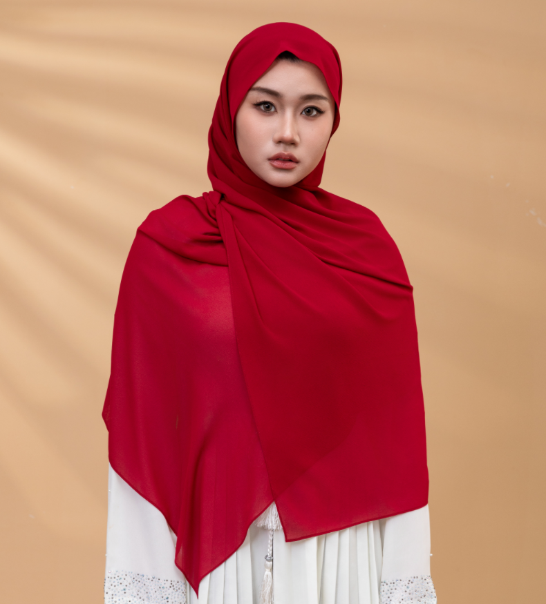 Ready Stock Customized Wholesale Solid Color Malaysian Hijabs Jilbab Women Turban Scarf Pearl Chiffon Bubble Long Turban