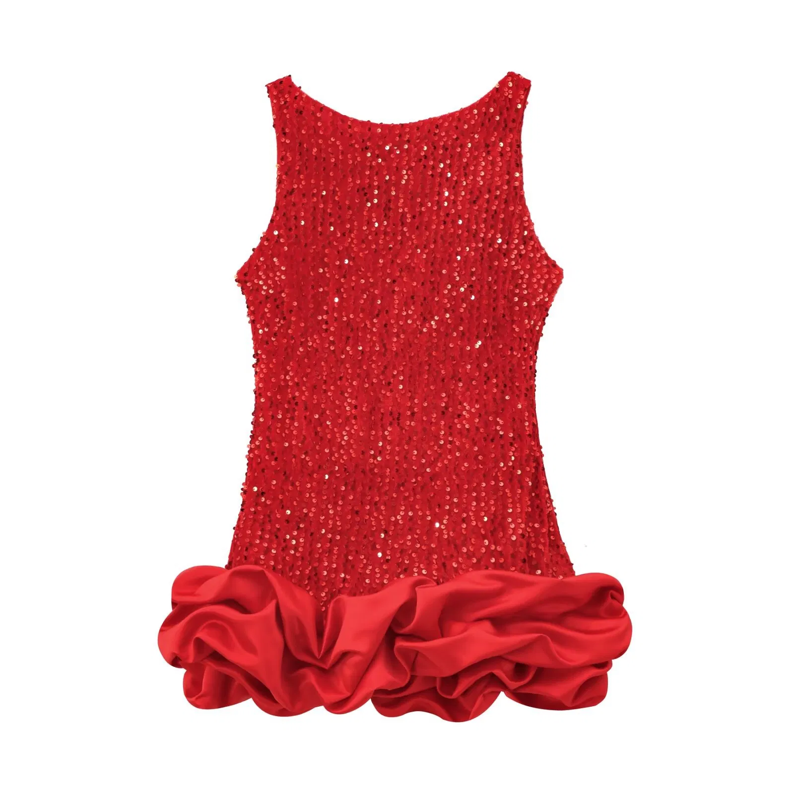 Elegant Sleeveless Bubble Mini Dress Women Ruffle Hem Short Dress Evening Wear Fashion Boutique Fashion Clothing Italian Dress Custom Clothing OEM ODM Wholesale