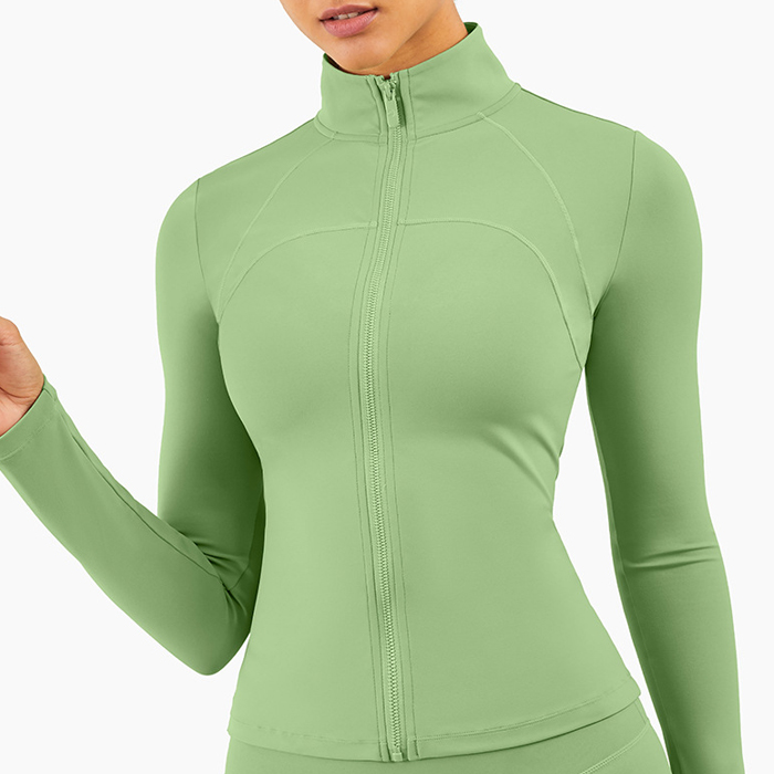 AOH537 Custom Four-way Stretchy Women's Gym Fitness Top Long Sleeve Zip Activewear Shirts