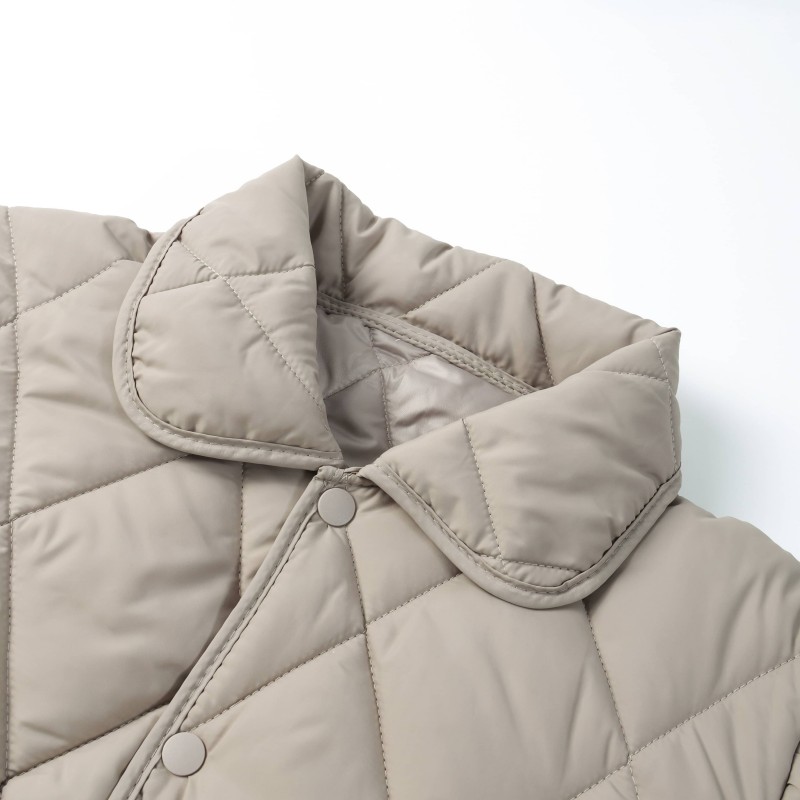 Lightweight Vintage Woven Polyester Women's Down Coat Regular Length Casual Autumn Winter Outerwear