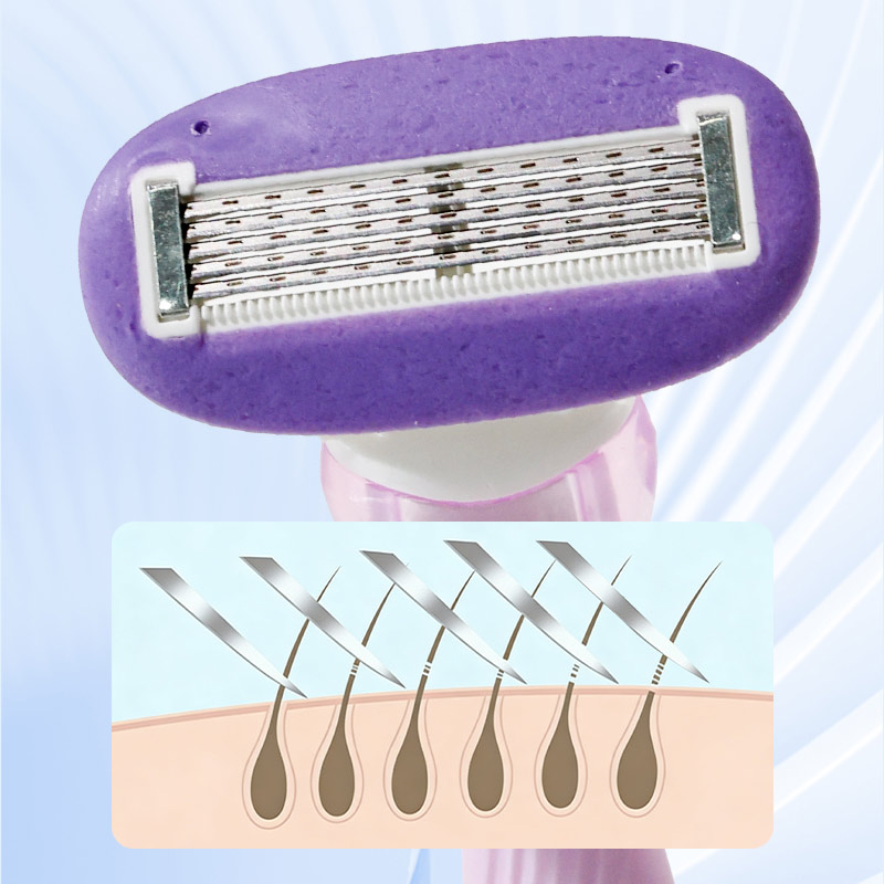 Super Quality Female Shaving Razor With Five Layers Aloe Stainless Steel Blades Plastic For Body Women's Razor