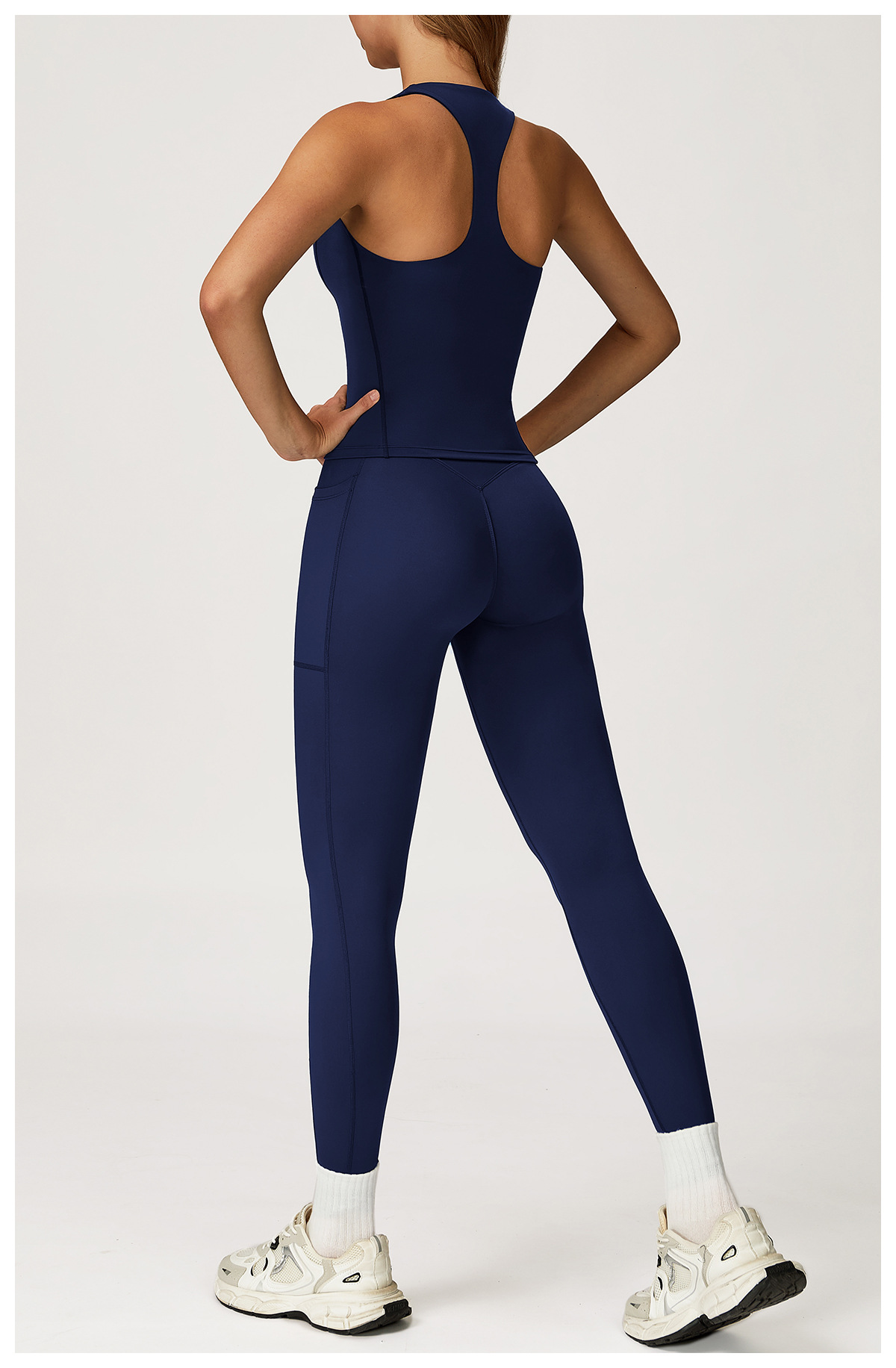 Women's Breathable Sports Yoga Set Barely-There Racerback Tight Solid Pattern Outdoor Running Fitness Wear Front Logo