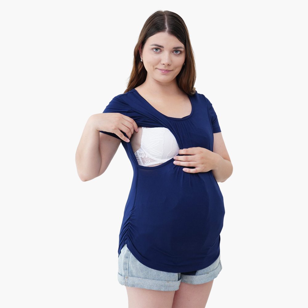 Maternity Wear Plus Size Women's Bamboo Sleepwear Maternity Short Tee With Nursing Bra Pregnancy Clothing Bamboo Modal Sleepwear