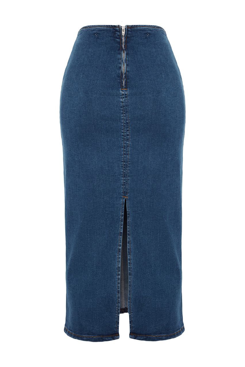 Women's Plus Size Elegant Floor-Length Denim Skirt with Belt Tassel Button Sequined Plain Dyed Pleated Design for Autumn 2023