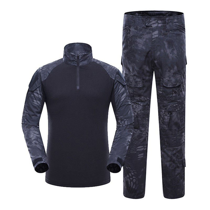 Outdoor Tactical Long Sleeve Formal Suit Set Breathable Quick Dry Wear-Resistant Camouflage CS Training Hunting Mountaineering