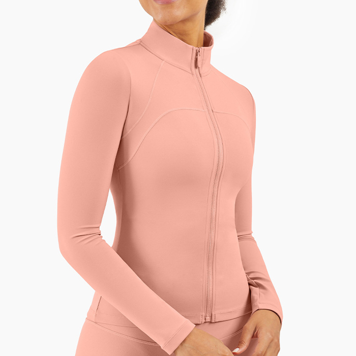 AOH537 Custom Four-way Stretchy Women's Gym Fitness Top Long Sleeve Zip Activewear Shirts
