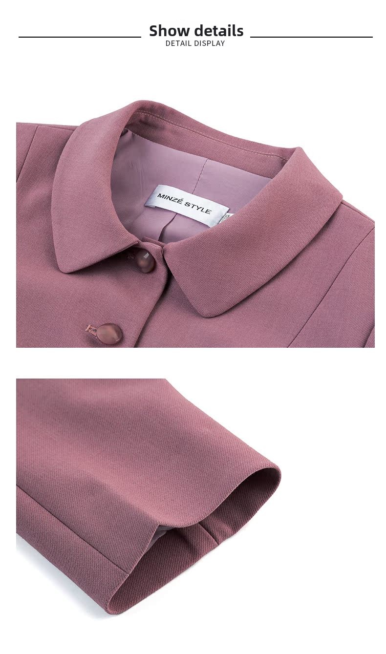 MINZESTYLE Women's Autumn Office Lady Button Skirts Suits Peter Pan Coral Business Suit