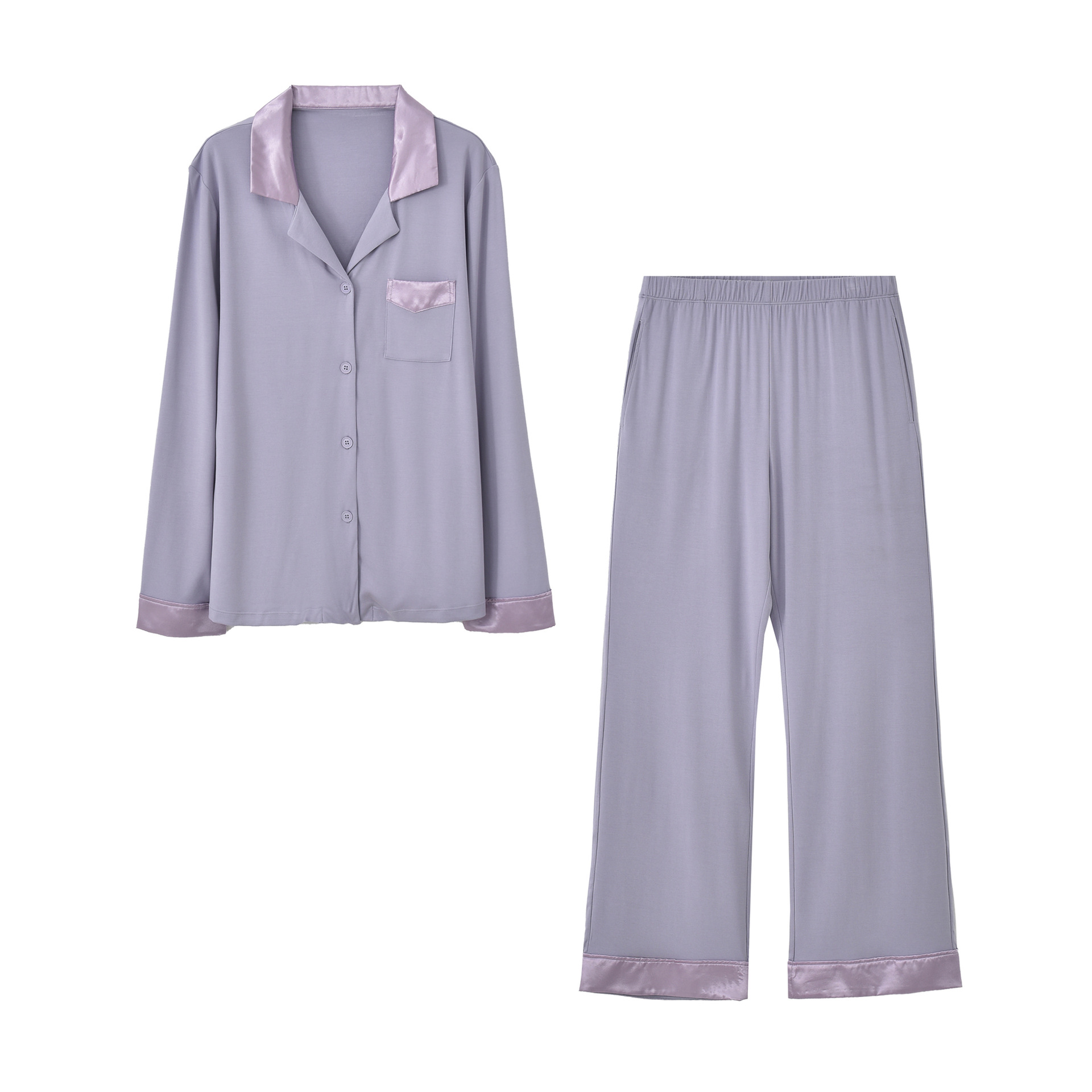 Luxury Quality Cozy Pink Color for Women Loungewear Made From Tencel Modal Patchwork Satin Design Two Pcs Pajamas for Women Set