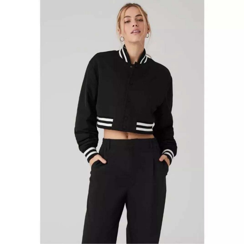 Wholesale women's autumn commuting baseball-style jacket coats with embroidery for yoga workouts, yoga sportswear sets