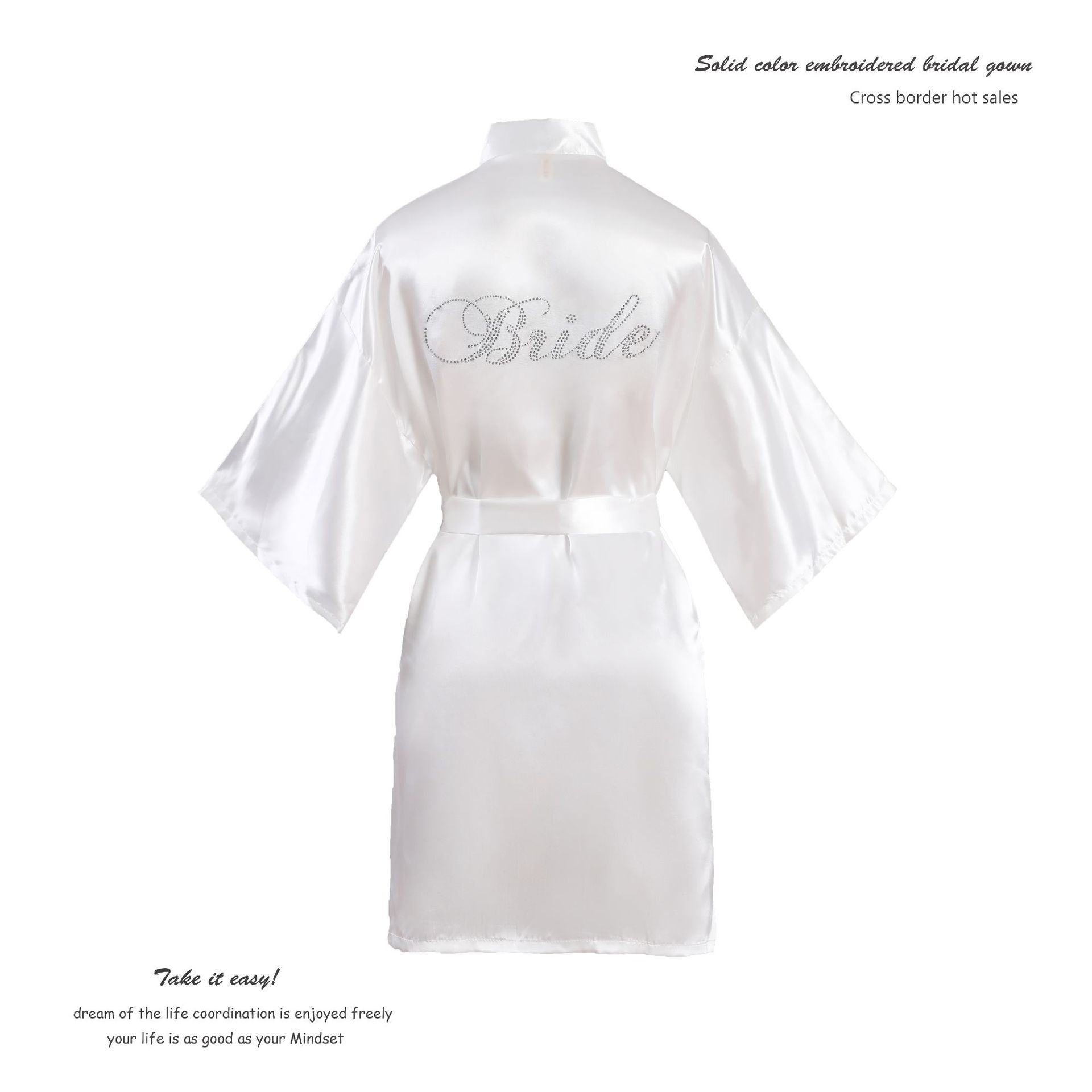High - Quality Customization Women's Lace-Up Long Sleeve Robe Cardigan Nightgown Ice Silk Bathrobe