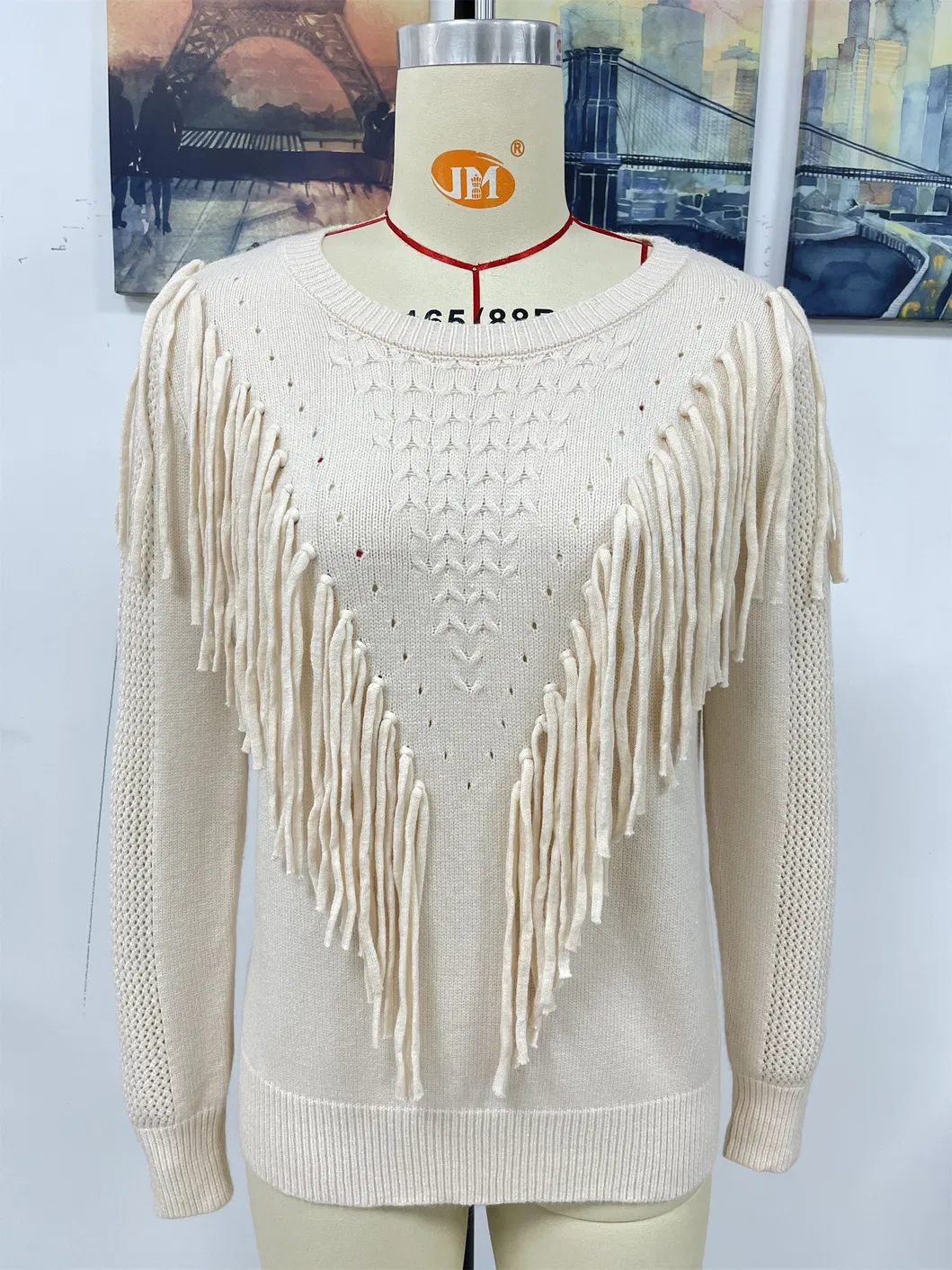 Winter Woman Knitwear Clothing Loose Solid Color Knitwear Fashion Tassel Fringe Women Sweater Pullover
