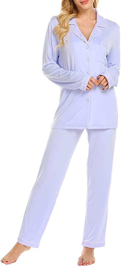 Women's Nightgowns Loungewear Bamboo Viscose Women's Pajamas Set Long Sleeve Sleepwear