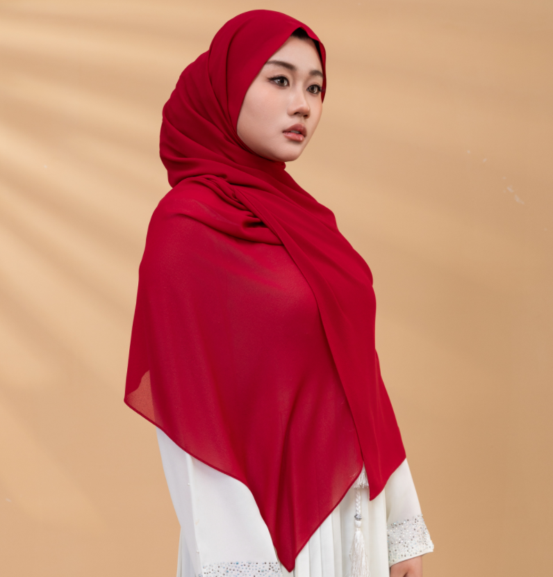 Ready Stock Customized Wholesale Solid Color Malaysian Hijabs Jilbab Women Turban Scarf Pearl Chiffon Bubble Long Turban