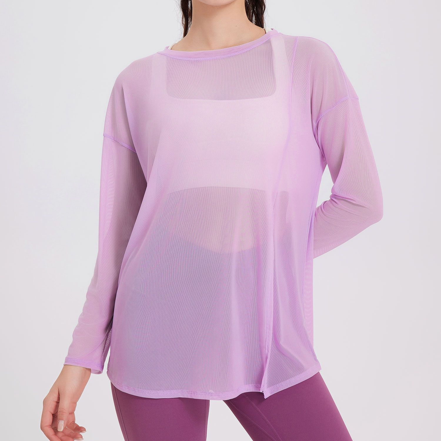 Women's Lightweight Beach Wear Cover up Tee Tops Quick Dry Long Sleeve Crew Neck Sexy T Shirts Summer See Through Active Wear