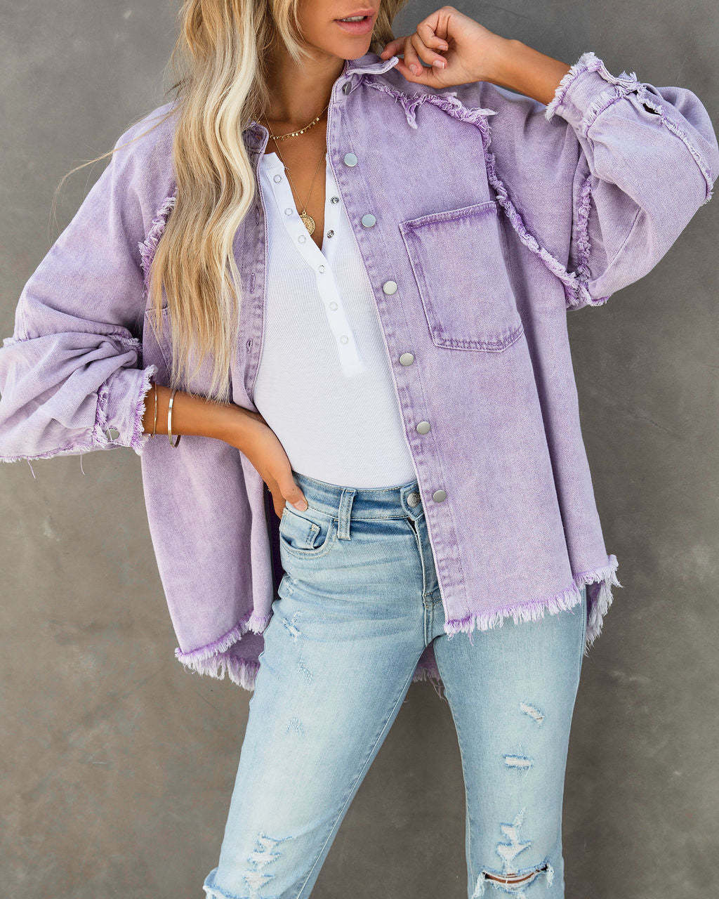 Wholesale New Arrival Autumn&amp;winter Women's Solid Color Washed Denim Jacket Coat Oversized Casual Jacket